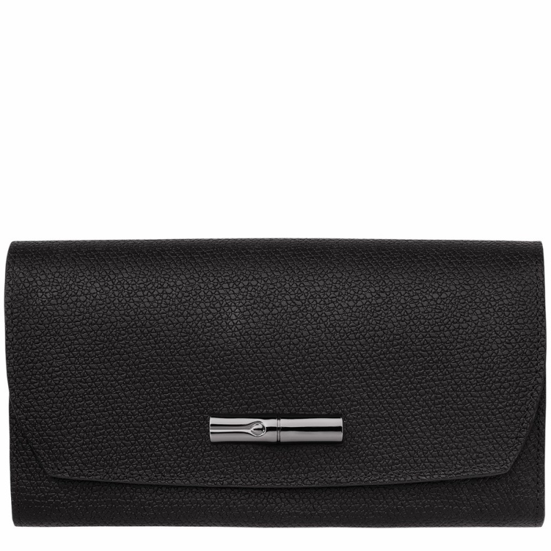 Black Longchamp Roseau Continental Women's Wallets